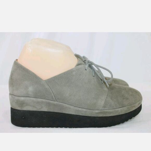 L'AMOUR DES PIEDS platform gray suede lace up shoes. Round toe. Size 7.5. - Picture 1 of 11